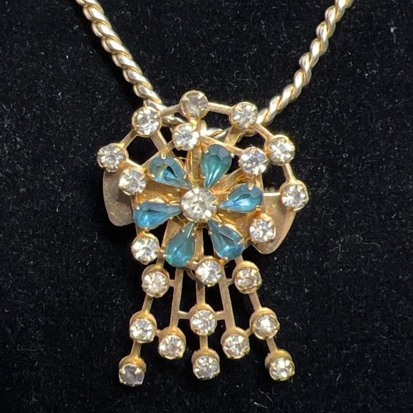 Bugby And Niles Gold Tone S Link Necklace With Floral Pendant & Earring Set 3883 - Picture 3 of 9